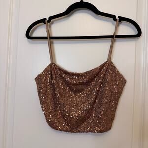 Sadie & Sage Gold Sequin Crop Camisole